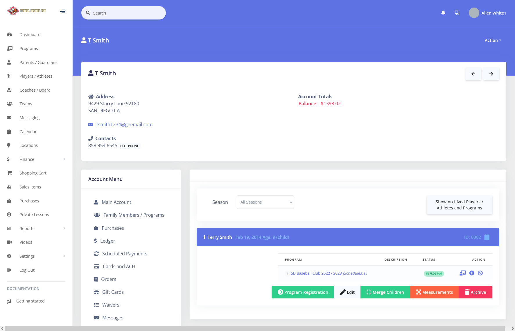 Sports Software Platform