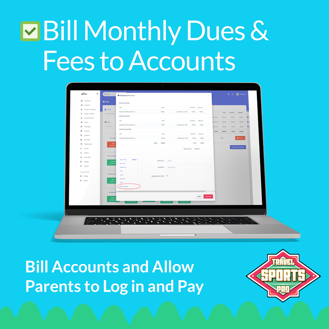 Featured image for “How to Bill Payments, Fees, Dues to an Account in Travel Sports Pro”